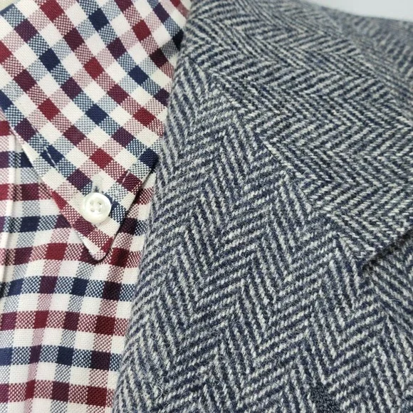 Sterling Hunt Men's Tweed Sport Coat Blazer Grayish Blue Herringbone 38S